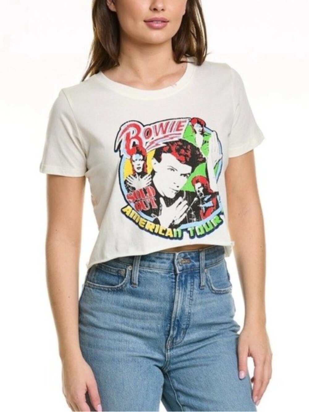 NWT Prince Peter David Bowie 1975 American Tour Cropped Graphic Tee - Size Small
